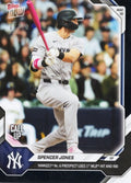 2026 Topps Now Spencer Jones #186 Black Foil /10 Yankees Number 6 Prospect Logs 1st MLB Hit and RBI New York Yankees Rookie RC Baseball Card