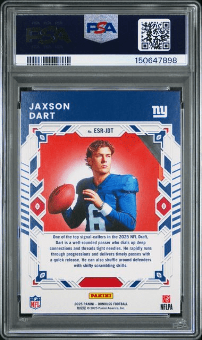 Graded 2025 Panini Donruss Jaxson Dart #ESRJDT The Elite Series Rookies Rookie RC Football Card PSA 9 Mint