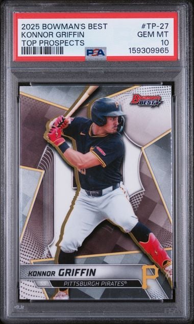 Graded 2025 Topps Bowman's Best Konnor Griffin #TP27 Top Prospects Rookie RC Baseball Card PSA 10 Gem Mint
