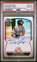Graded 2023 Topps Bowman Chrome Spencer Jones #CPASJ Chrome Prospects Auto Refractor /499 1st Bowman Rookie RC Baseball Card PSA 10 Gem Mint