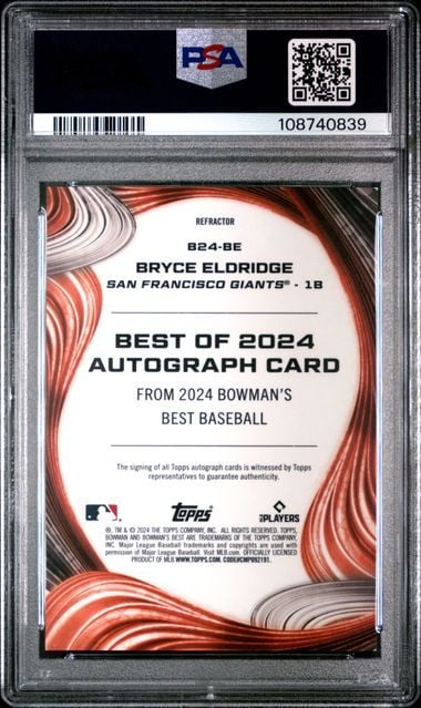 Graded 2024 Topps Bowman's Best Bryce Eldridge #B24BE Best of 2024 Refractor Auto Rookie RC Baseball Card PSA 10 Gem Mint