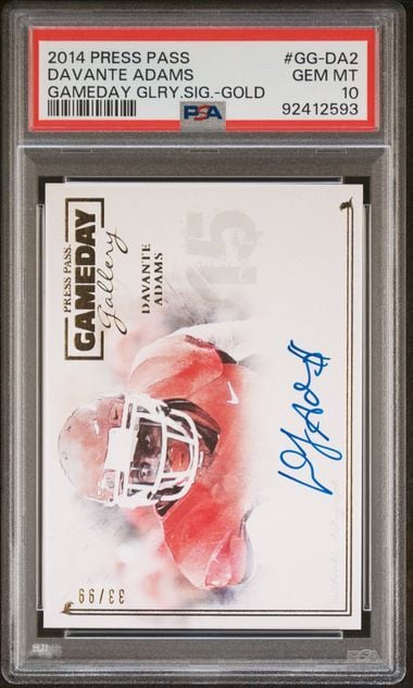 Graded 2014 Press Pass Davante Adams #GGDA2 Gameday Gallery Gold /99 Auto Rookie RC Football Card PSA 10 Gem Mint