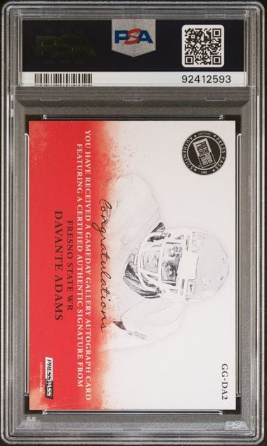 Graded 2014 Press Pass Davante Adams #GGDA2 Gameday Gallery Gold /99 Auto Rookie RC Football Card PSA 10 Gem Mint