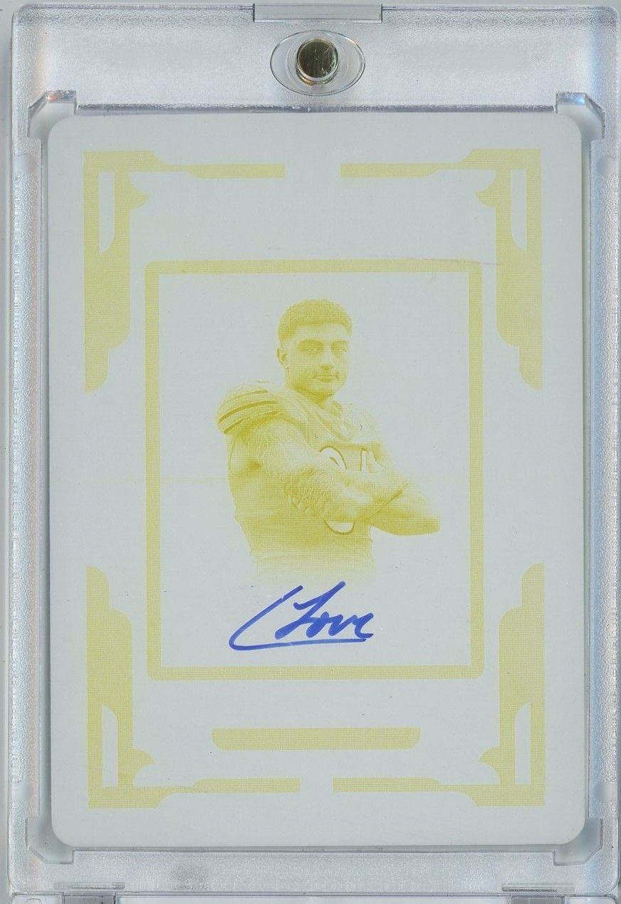 2025 Panini National Treasures Colston Loveland #RSFPCLD Printing Plate Auto 1/1 Rookie RC Football Card