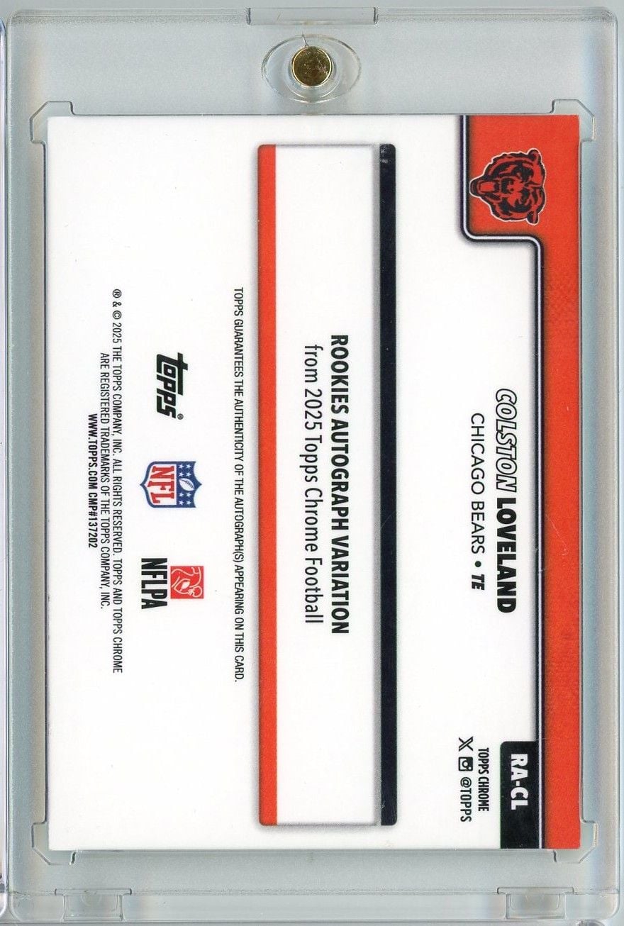 2025 Topps Chrome Colston Loveland #RACL Green Geometric Auto 99/99 Rookie RC Football Card