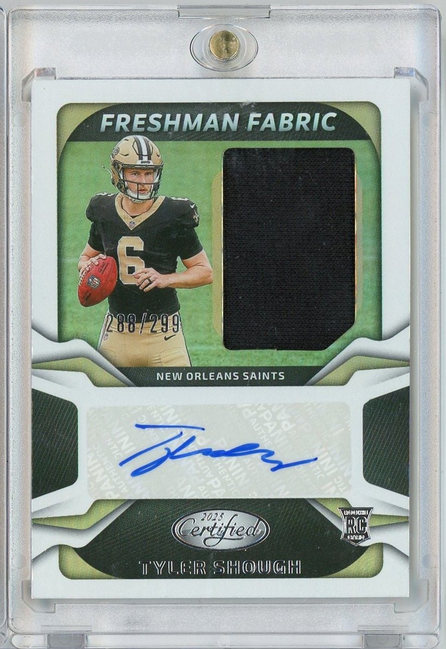2025 Panini Certified Tyler Shough #FBCTSH Freshman Fabric RPA /299 Auto Rookie RC Football Card