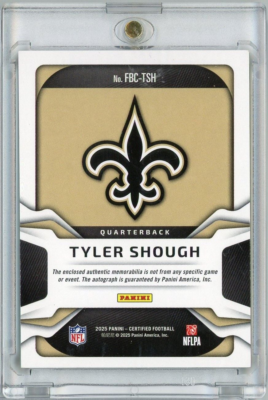 2025 Panini Certified Tyler Shough #FBCTSH Freshman Fabric RPA /299 Auto Rookie RC Football Card