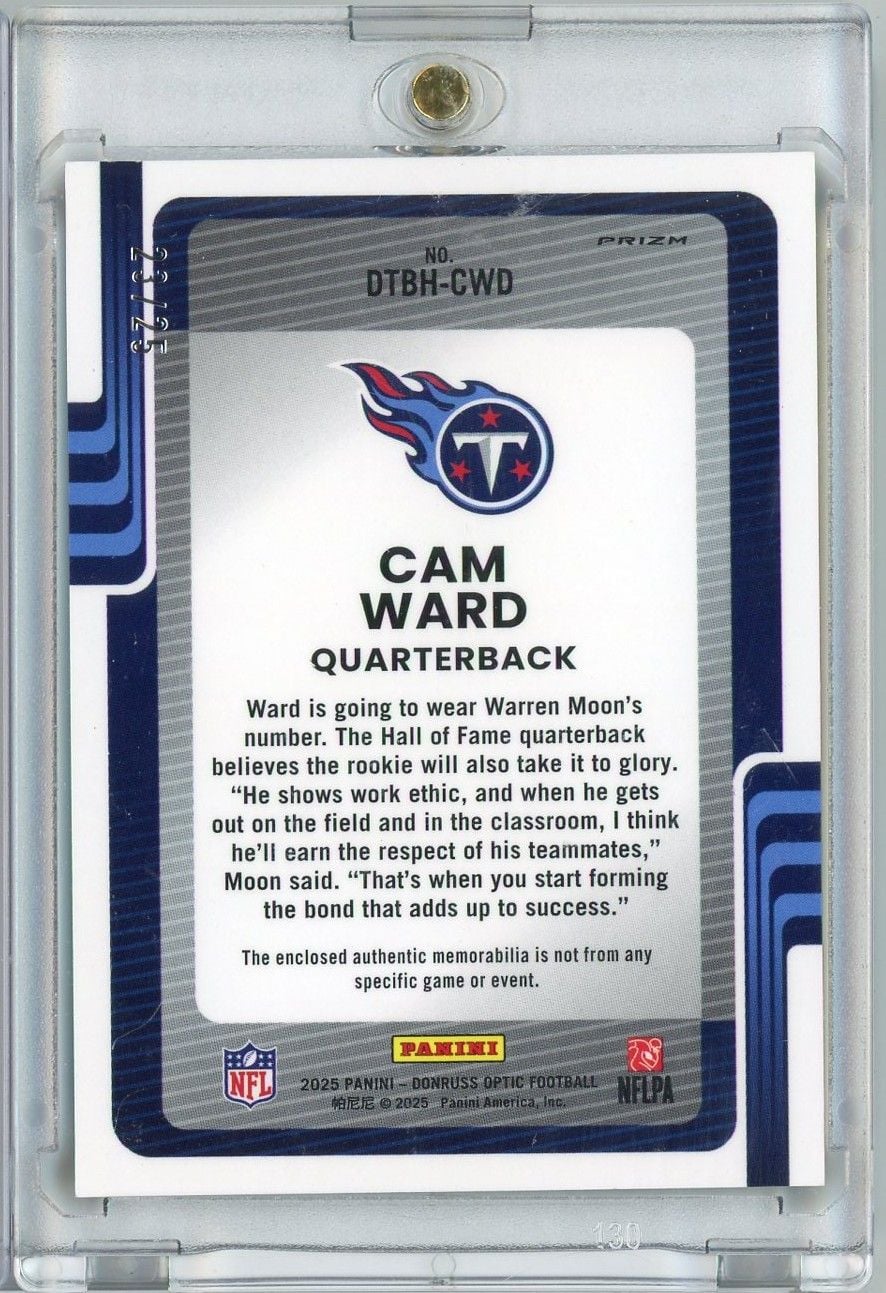 2025 Panini Donruss Threads Cam Ward #DTBHCWD Relic /25 Rookie RC Football Card