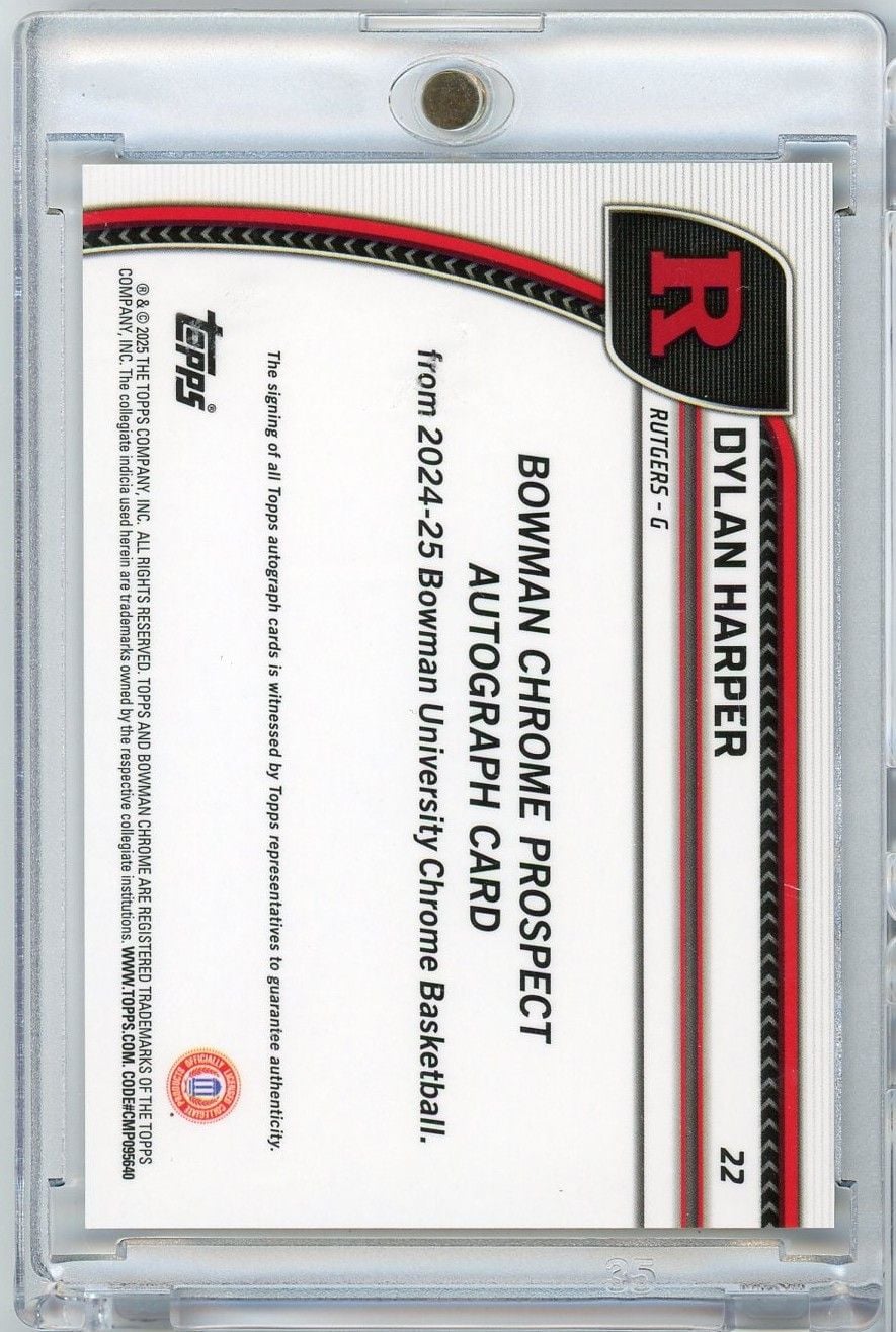 2024 Topps Bowman U Chrome Dylan Harper #22 Black Wave Refractor Auto Rookie RC Basketball Card