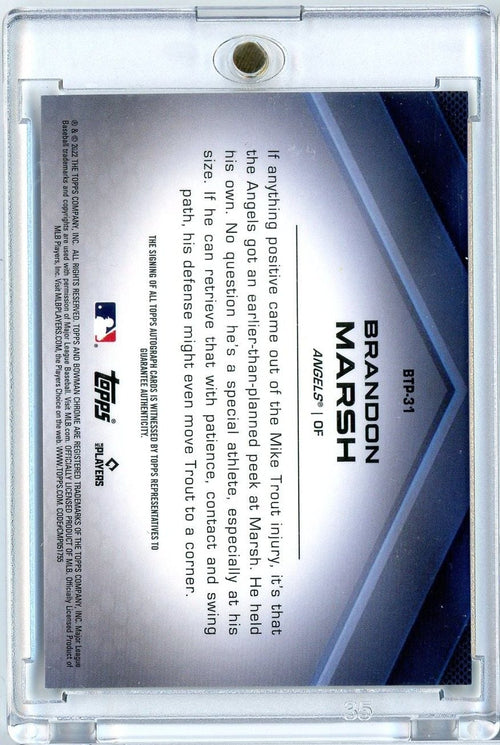 2022 Topps Bowman Chrome Brandon Marsh #BTP31 Top 100 Auto /50 Rookie RC Baseball Card