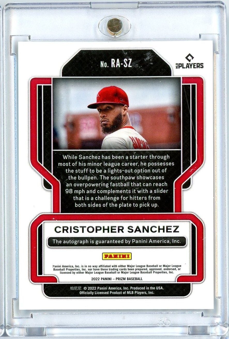 2022 Panini Prizm Cristopher Sanchez #RASZ Rookie Autographs Auto Rookie RC Baseball Card