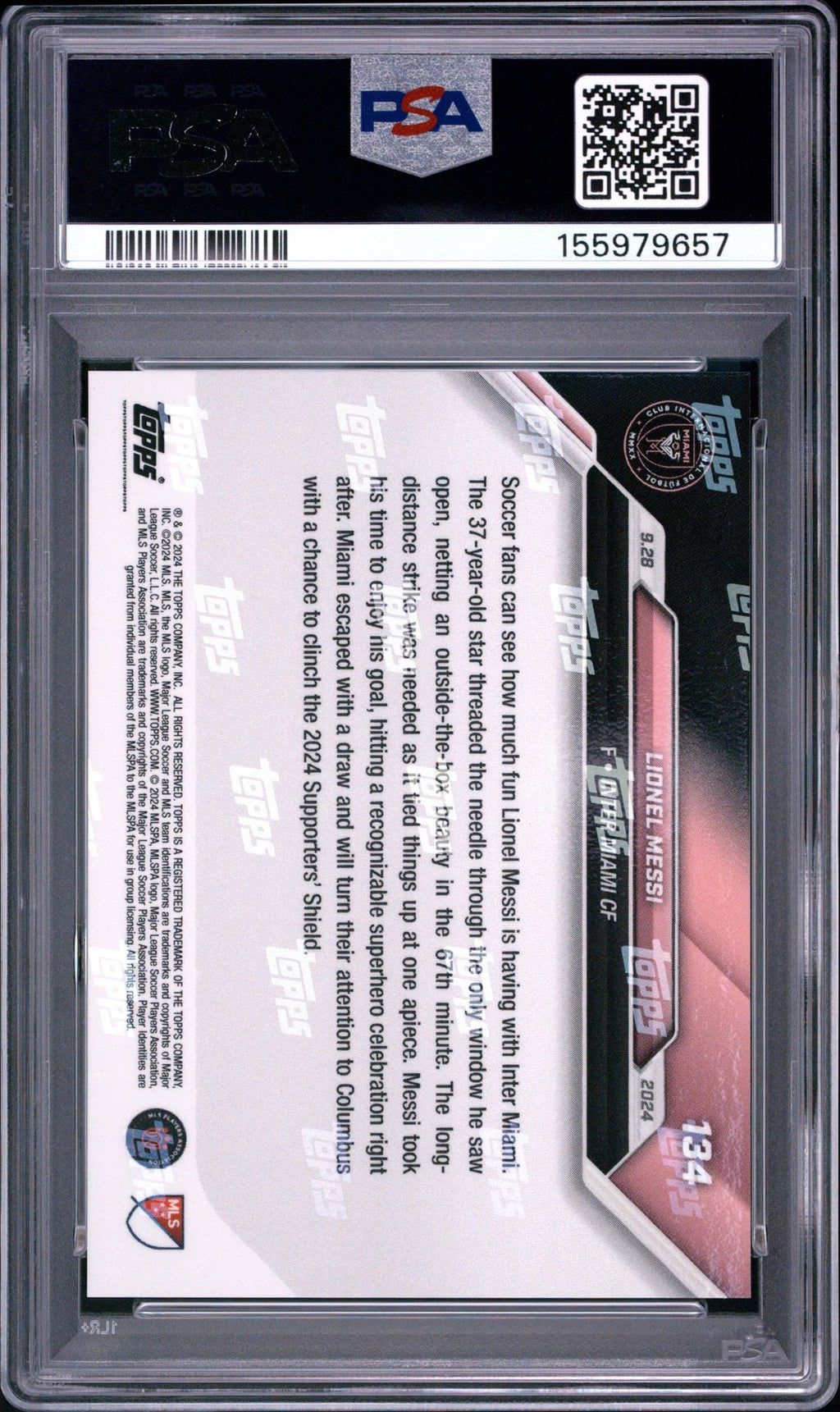 Graded 2024 Topps Now MLS Lionel Messi #134 Futbol Superhero Celebrates Golazo in Style Soccer Card PSA 10 Gem Mint