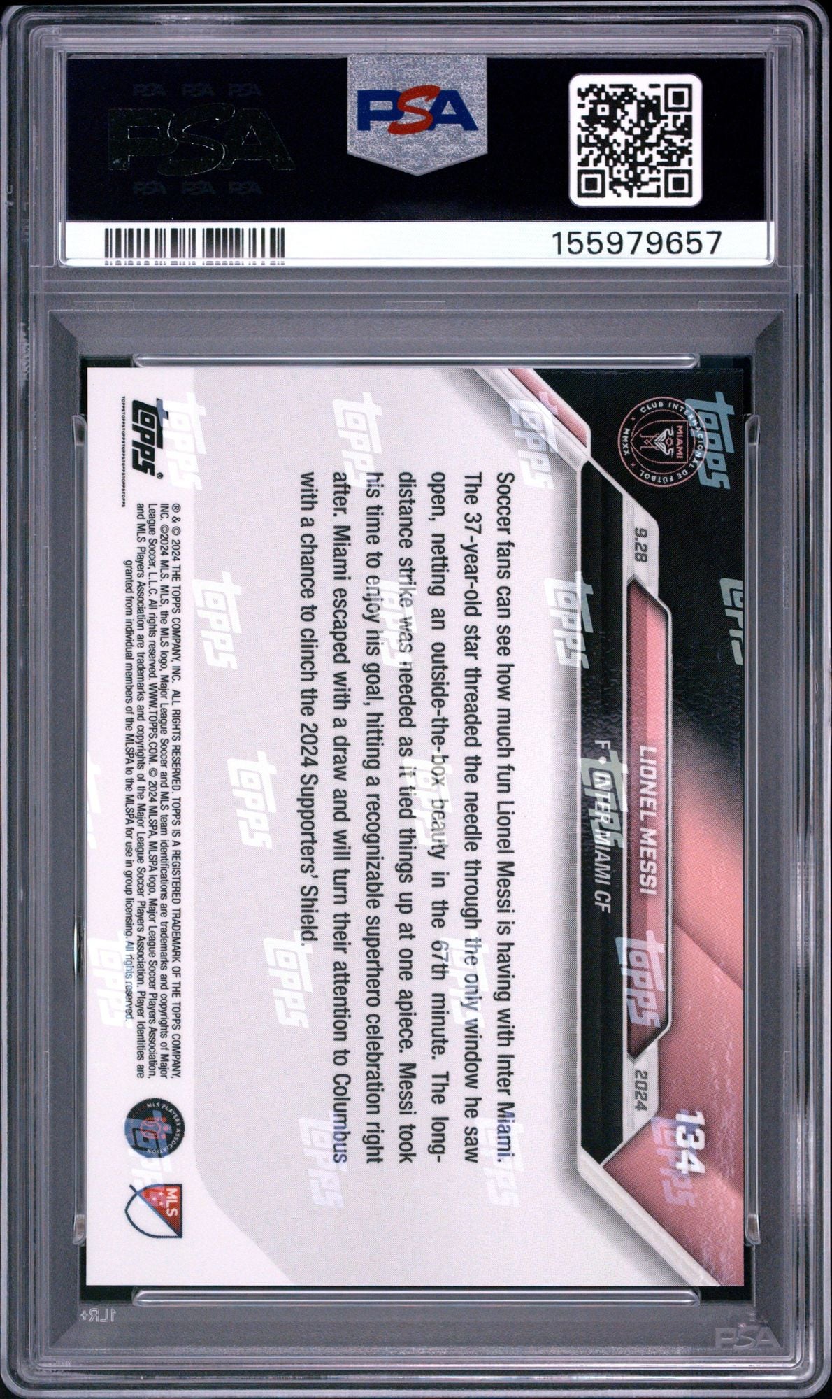 Graded 2024 Topps Now MLS Lionel Messi #134 Futbol Superhero Celebrates Golazo in Style Soccer Card PSA 10 Gem Mint