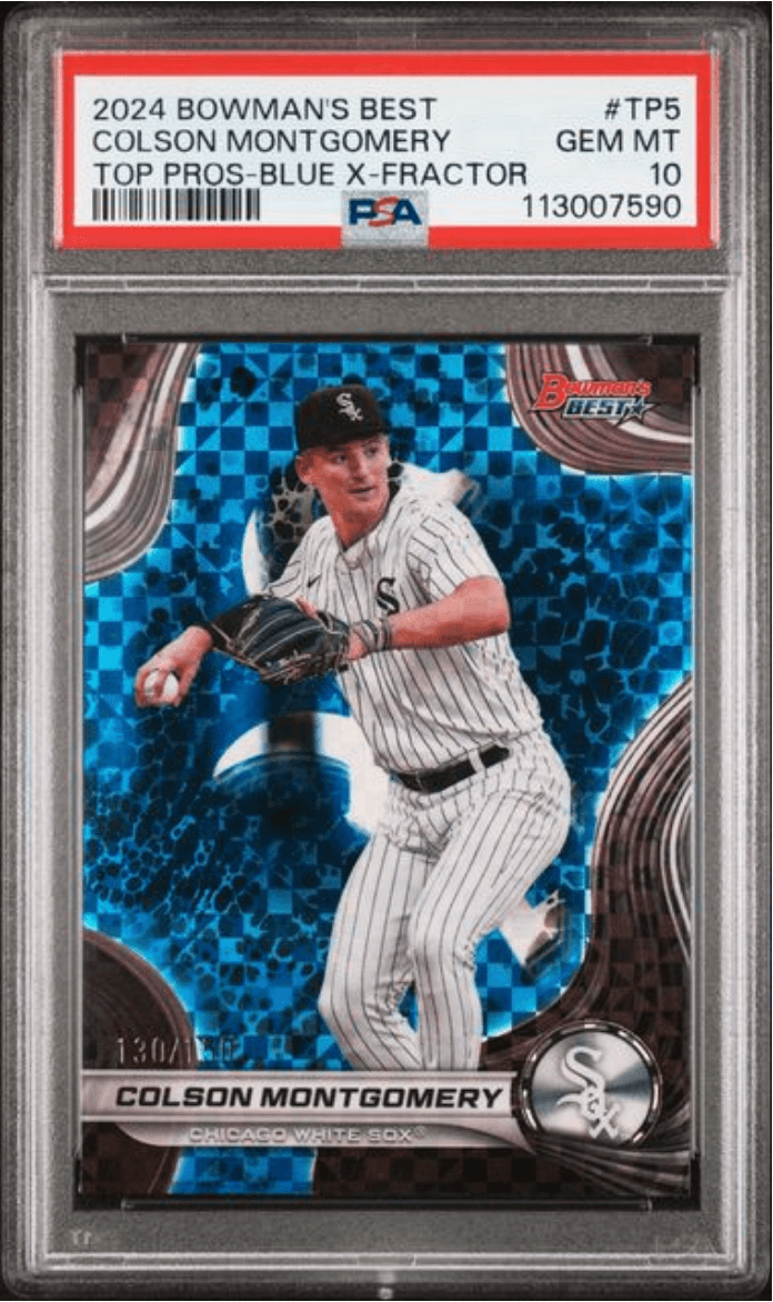 Graded 2024 Topps Bowmans Best Colson Montgomery #TP5 Top Prospects Blue Xfractor /150 Rookie RC Baseball Card PSA 10 Gem Mint