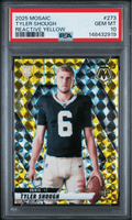 Graded 2025 Panini Mosaic Tyler Shough #273 Reactive Yellow Rookie RC Football Card PSA 10 Gem Mint