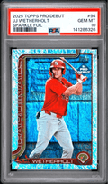 Graded 2025 Topps Pro Debut JJ Wetherholt #94 Sparkle Foil /175 Rookie RC Baseball Card PSA 10 Gem Mint