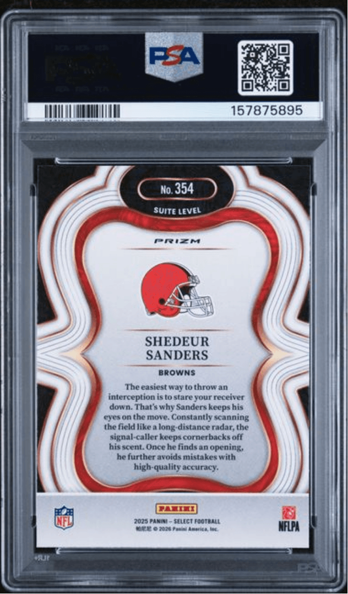 Graded 2025 Panini Select Shedeur Sanders #354 Silver Prizm Rookie RC Football Card PSA 10 Gem Mint