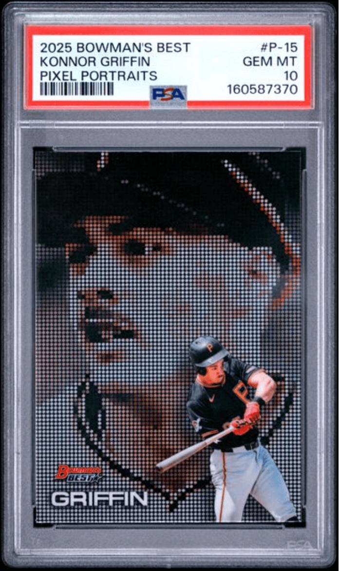 Graded 2025 Topps Bowmans Best Konnor Griffin #P15 Pixel Portraits Rookie RC Baseball Card PSA 10 Gem Mint