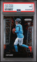 Graded 2025 Panini Prizm Cam Ward #1 Fireworks Rookie RC Football Card PSA 9 Mint