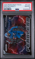 Graded 2025 Panini Prizm Draft Picks Ashton Jeanty #F-AJY Fearless Rookie RC Football Card PSA 10 Gem Mint
