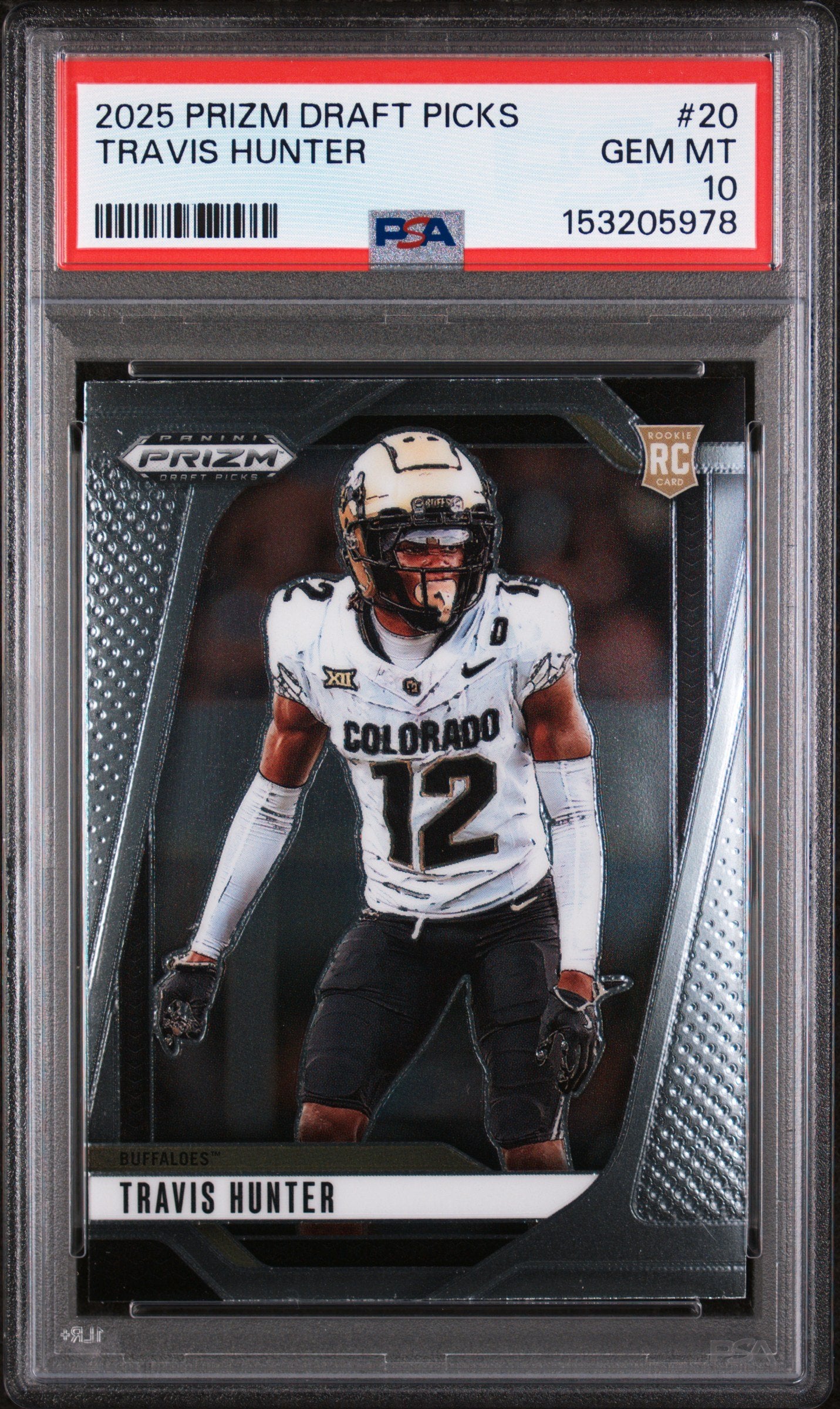Graded 2025 Panini Prizm Draft Picks Travis Hunter #20 Rookie RC Football Card PSA 10 Gem Mint