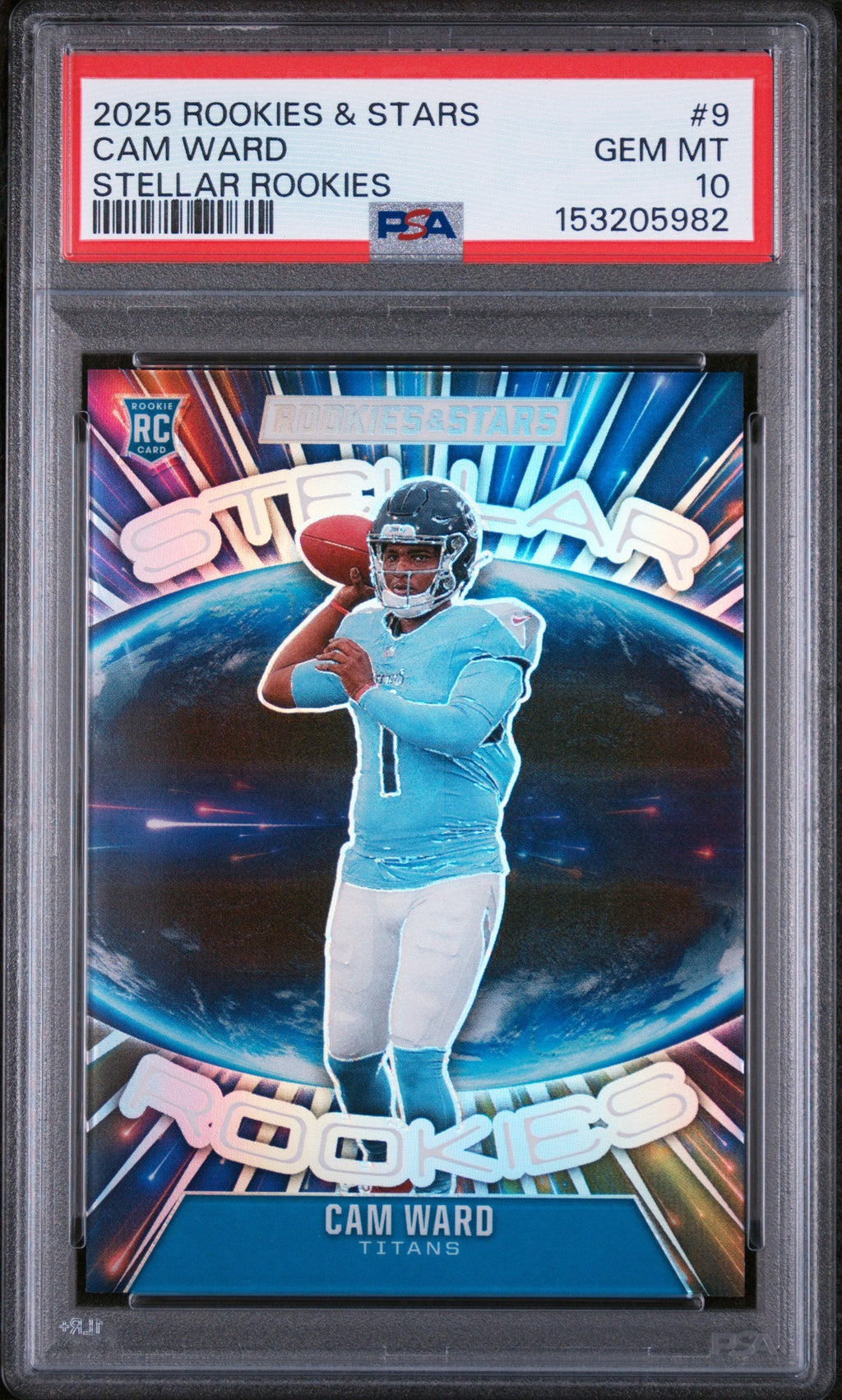 Graded 2025 Panini Rookies & Stars Cam Ward #9 Stellar Rookies Rookie RC Football Card PSA 10 Gem Mint