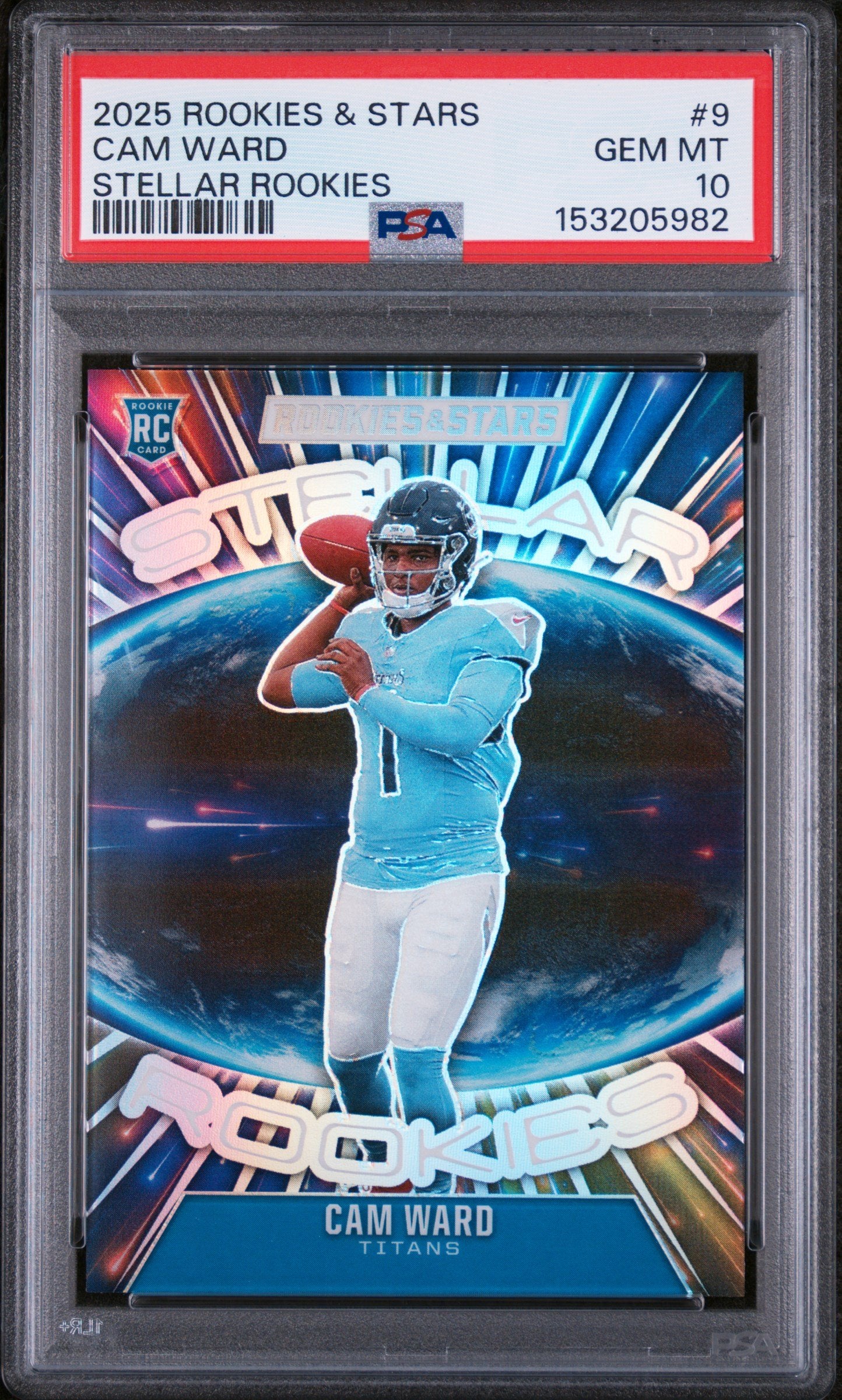Graded 2025 Panini Rookies & Stars Cam Ward #9 Stellar Rookies Rookie RC Football Card PSA 10 Gem Mint