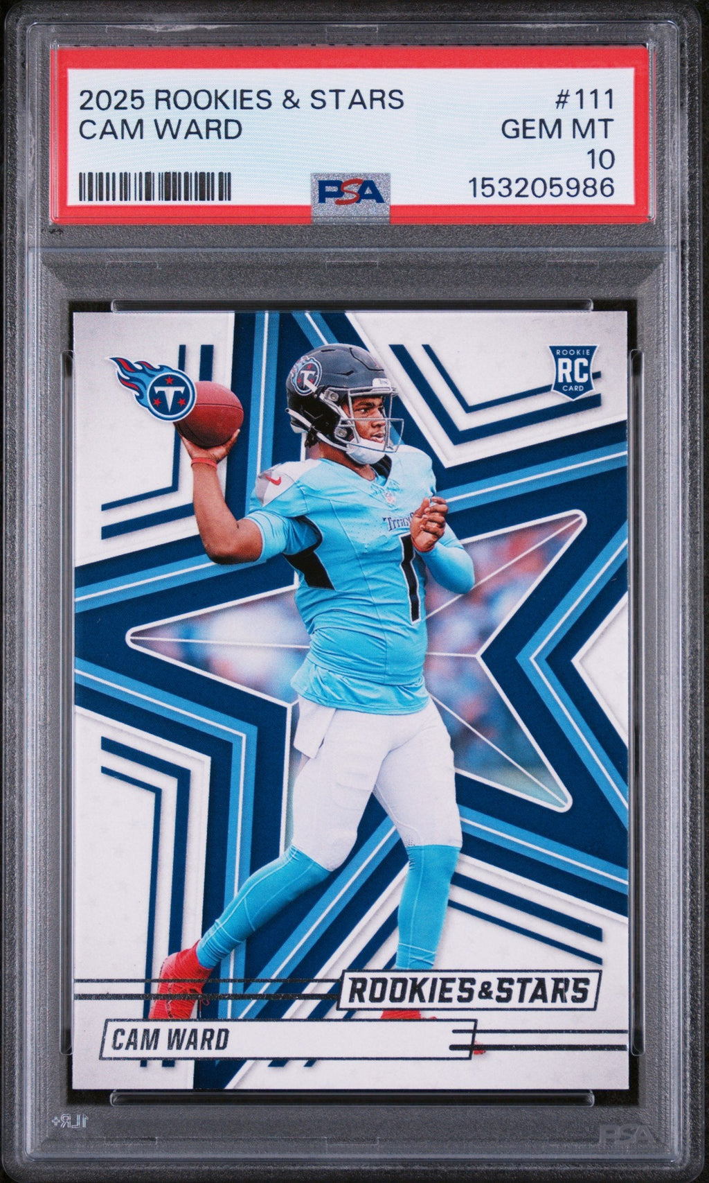 Graded 2025 Panini Rookies & Stars Cam Ward #111 Rookie RC Football Card PSA 10 Gem Mint