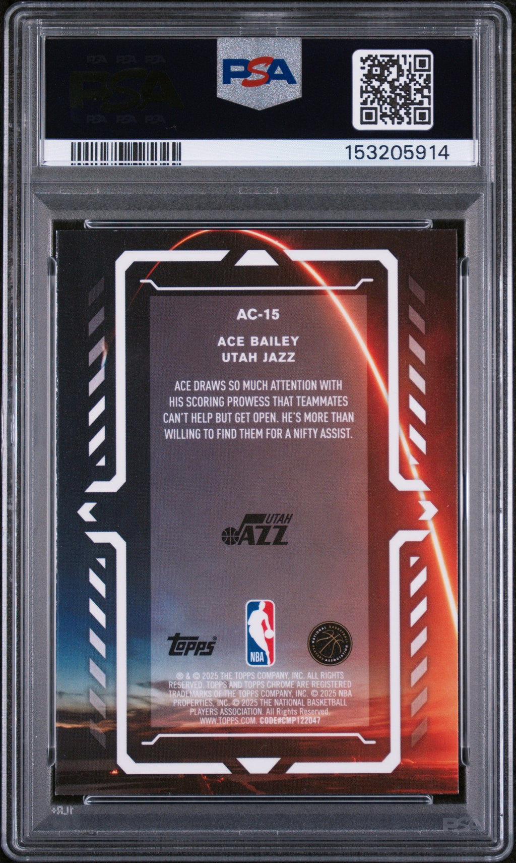 Graded 2025 Topps Chrome Ace Bailey #AC-15 Activators Rookie RC Basketball Card PSA 10 Gem Mint