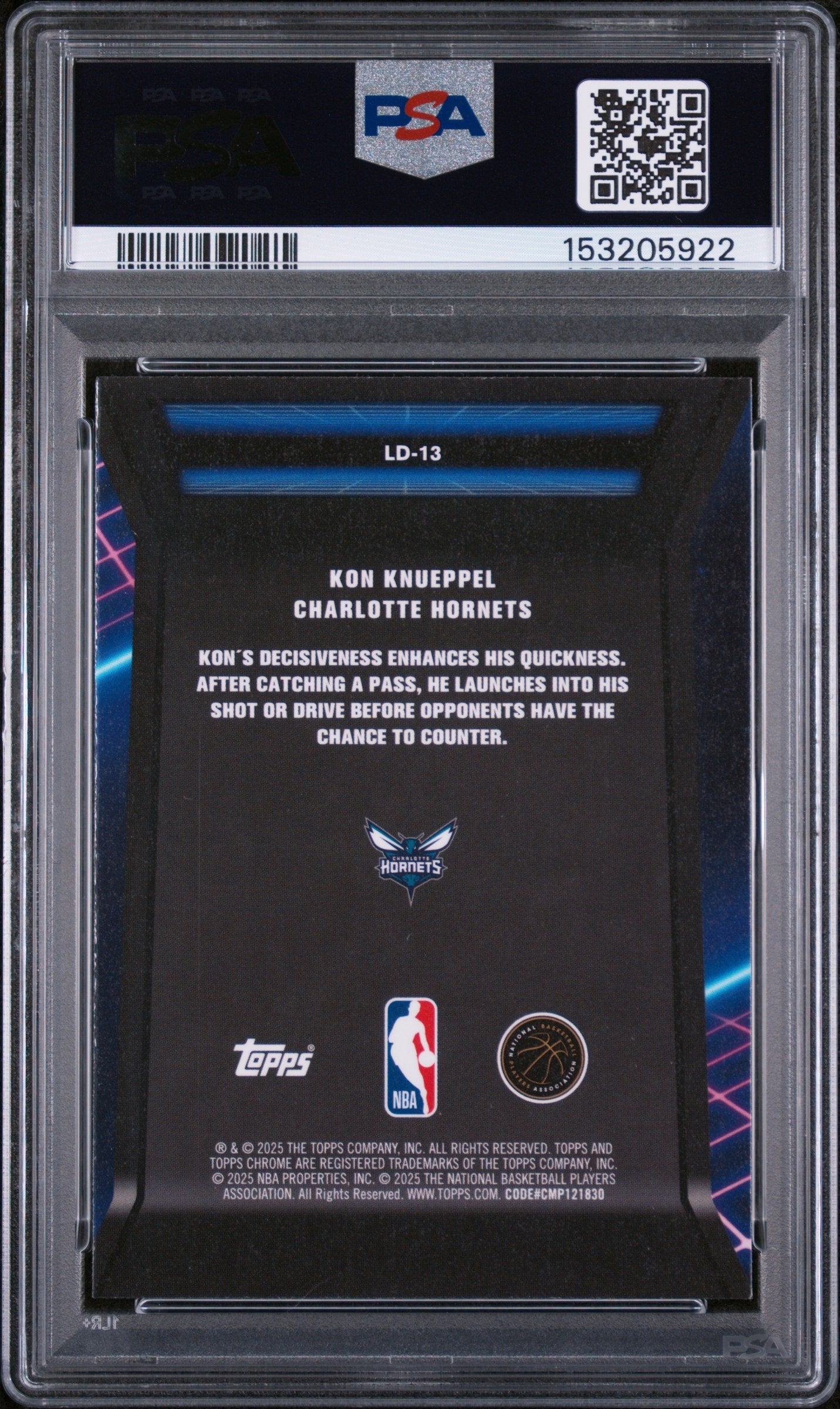 Graded 2025 Topps Chrome Kon Knueppel #LD-13 Loading Rookie RC Basketball Card PSA 9 Mint
