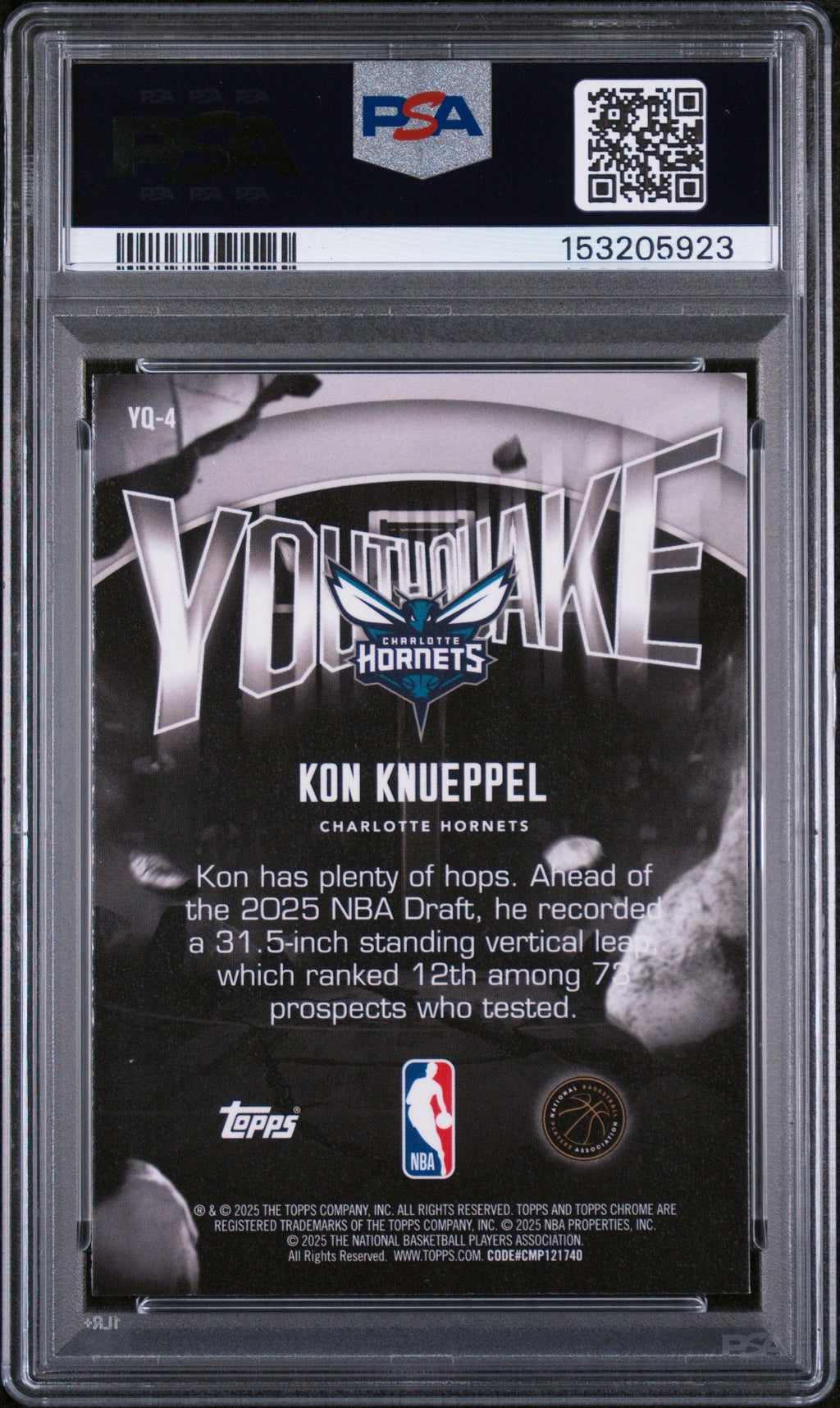 Graded 2025 Topps Chrome Kon Knueppel #YQ-4 Youthquake Rookie RC Basketball Card PSA 10 Gem Mint