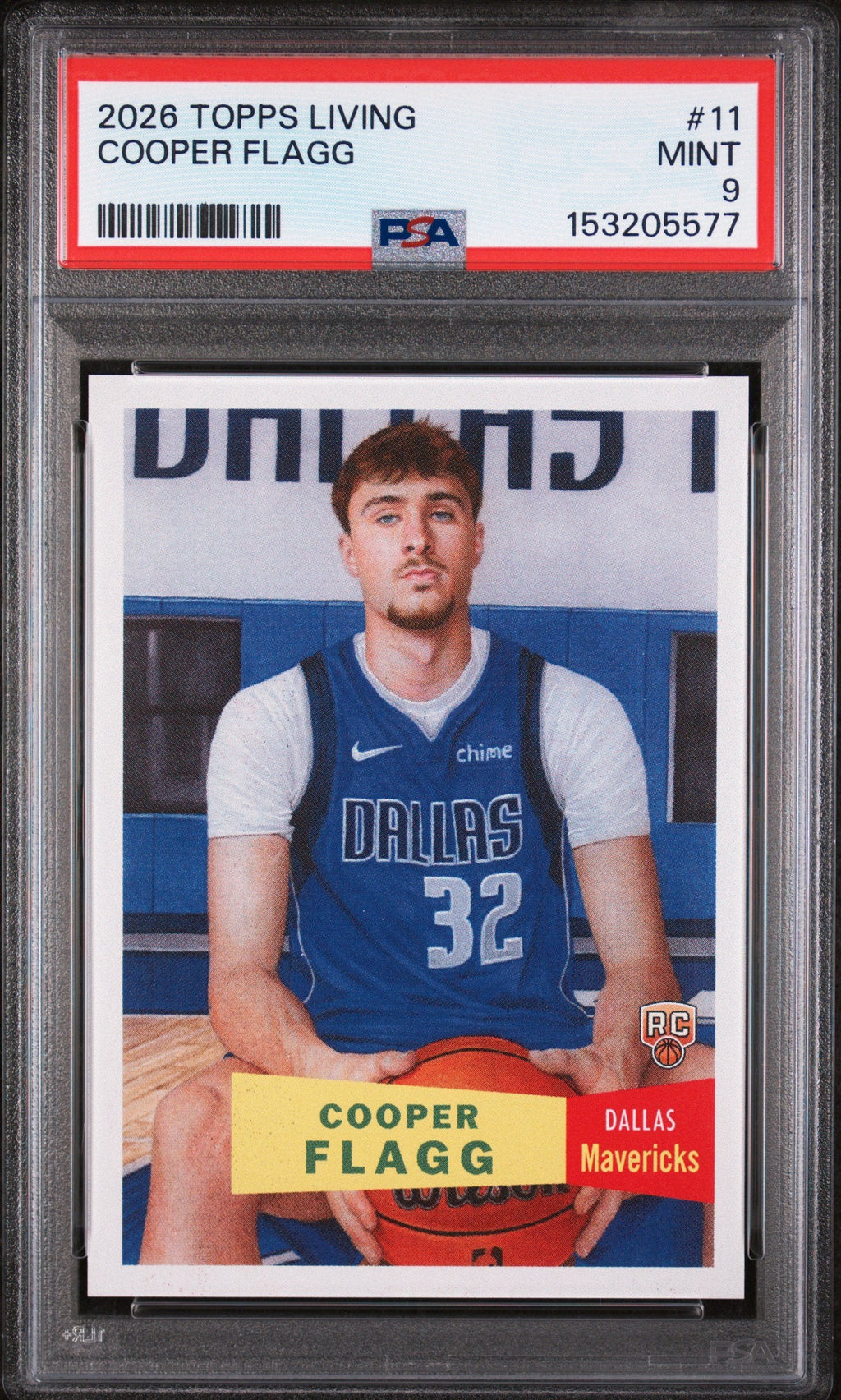 Graded 2025-26 Topps Living Cooper Flagg #11 Rookie RC Basketball Card PSA 9 Mint