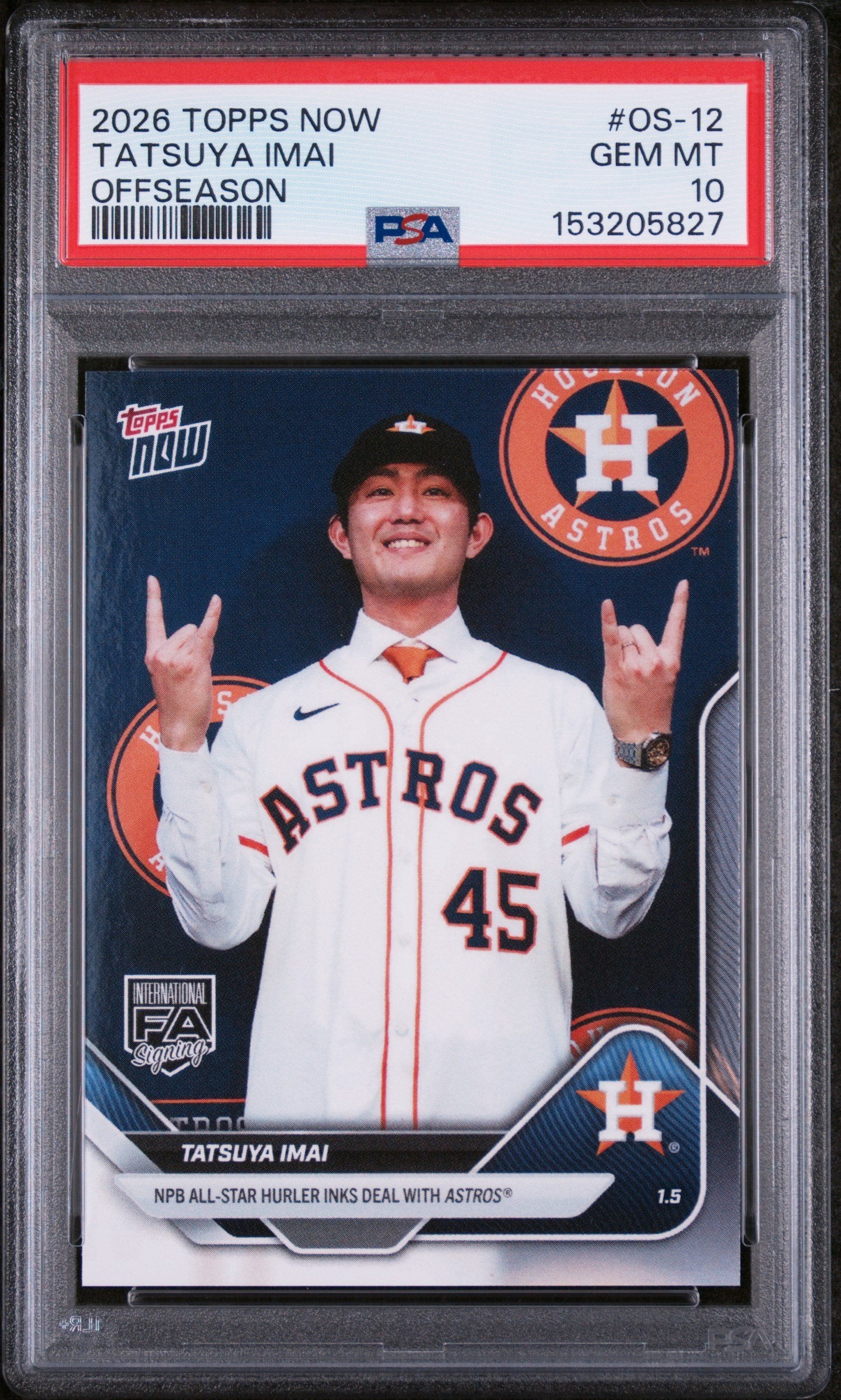 Graded 2026 Topps Now Tatsuya Imai #OS-12 Rookie RC Baseball Card PSA 10 Gem Mint