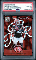 Graded 2025 Panini Donruss Shedeur Sanders #11 Rated Rookies Retro Rookie RC Football Card PSA 10 Gem Mint