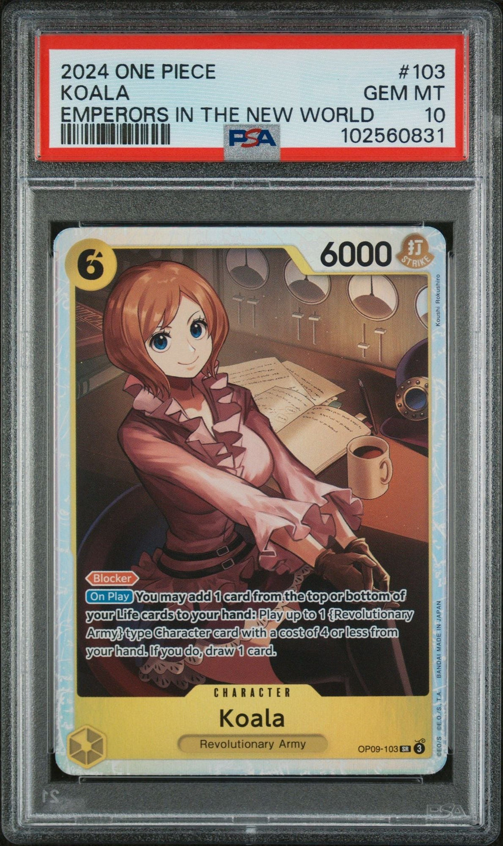 Graded 2024 One Piece Koala #103 Trading Card Game PSA 10 Gem Mint