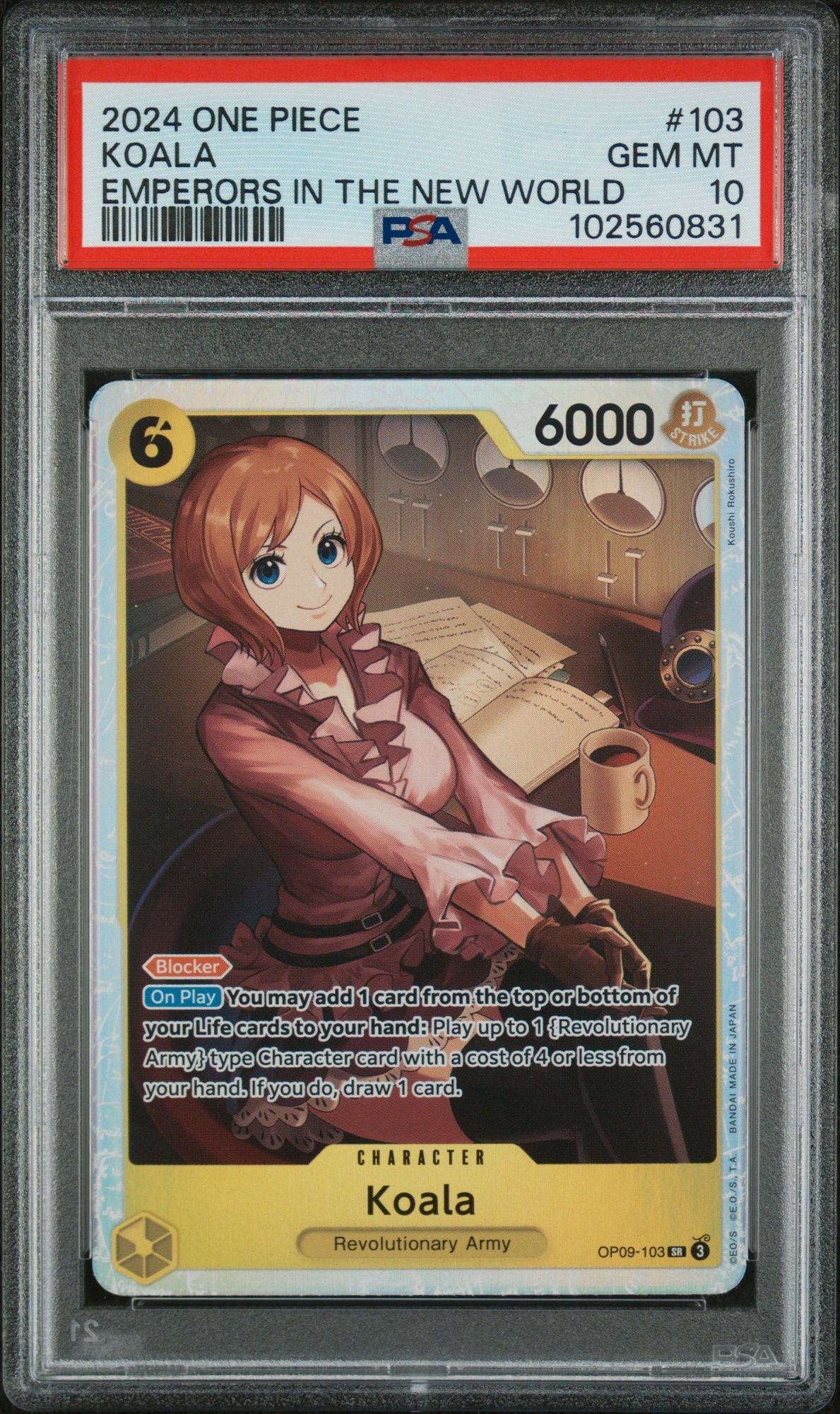 Graded 2024 One Piece Koala #103 Trading Card Game PSA 10 Gem Mint