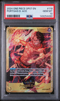 Graded 2024 One Piece Portgas D Ace #119 OP07 Trading Card Game PSA 10 Gem Mint