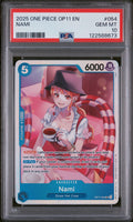 Graded 2025 One Piece Nami #054 OP11 Trading Card Game PSA 10 Gem Mint
