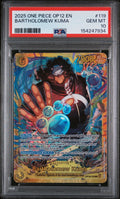 Graded 2025 One Piece EN Bartholomew Kuma #119 Trading Card Game PSA 10 Gem Mint