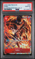 Graded 2026 One Piece Sabo #007 Trading Card Game PSA 10 Gem Mint