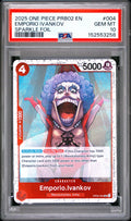 Graded 2025 One Piece Emporio Ivankov #004 Sparkle Foil Trading Card Game PSA 10 Gem Mint
