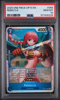 Graded 2025 One Piece Rebecca #058 OP10 Trading Card Game PSA 10 Gem Mint