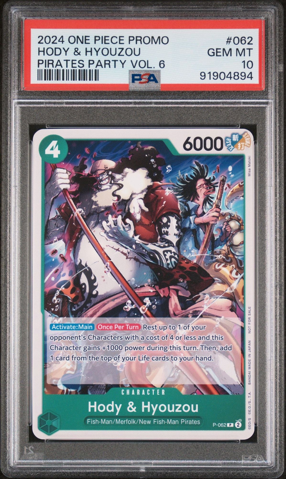 Graded 2024 One Piece Hody & Hyouzou #062 Promo Trading Card Game PSA 10 Gem Mint