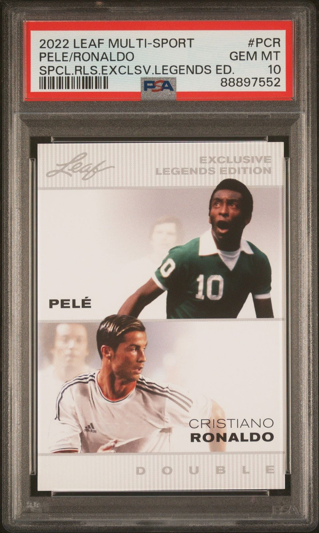 Graded 2022 Leaf Multi-Sport Cristiano Ronaldo Pele #PCR Special Release Exclusive Legends Edition Soccer Card PSA 10 Gem Mint