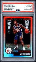 Graded 2025 Topps VJ Edgecombe #NS3 New School Rookie RC Basketball Card PSA 10 Gem Mint