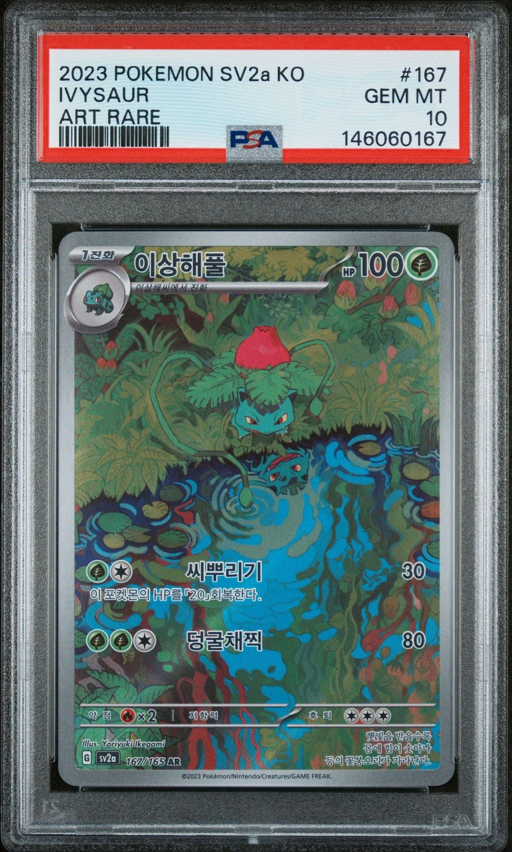 Graded 2023 Pokemon 151 SV2a KO Ivysaur #167 Art Rare Korean Trading Card Game PSA 10 Gem Mint
