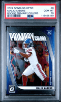 Graded 2024 Panini Donruss Optic Malik Nabers #6 Rookie Primary Colors Rookie RC Football Card PSA 10 Gem Mint