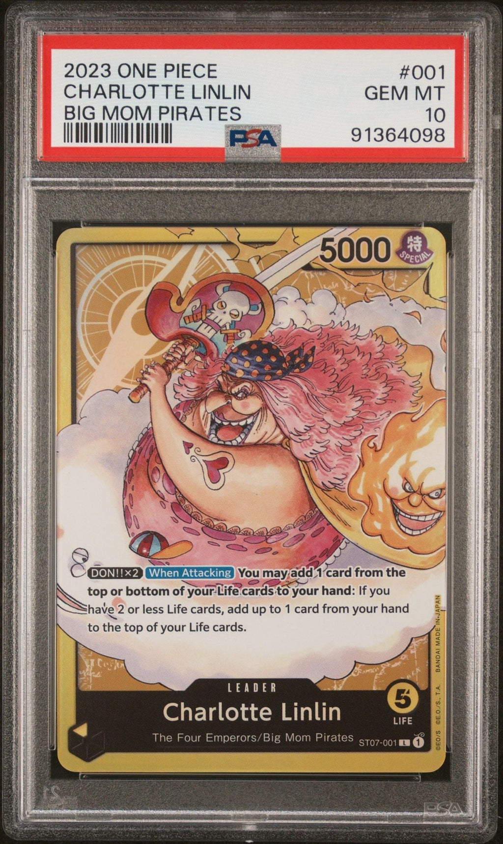Graded 2023 One Piece Charlotte Linlin #001 Trading Card Game PSA 10 Gem Mint