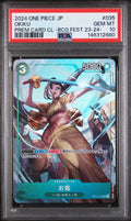 Graded 2024 One Piece Okiku #035 Bandai Trading Card Game PSA 10 Gem Mint