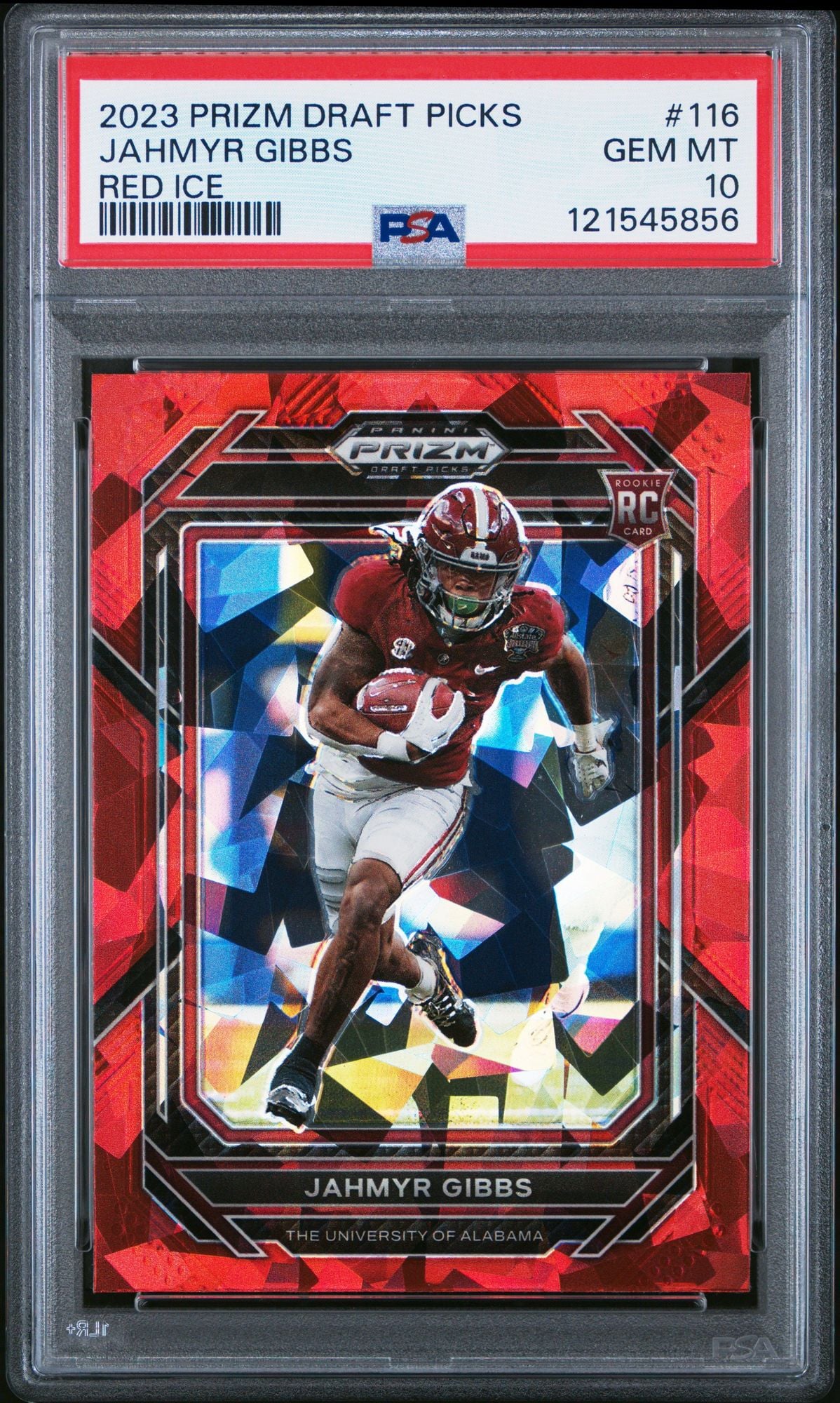 Graded 2023 Panini Prizm Draft Picks Jahmyr Gibbs #116 Red Ice Rookie RC Football Card PSA 10 Gem Mint
